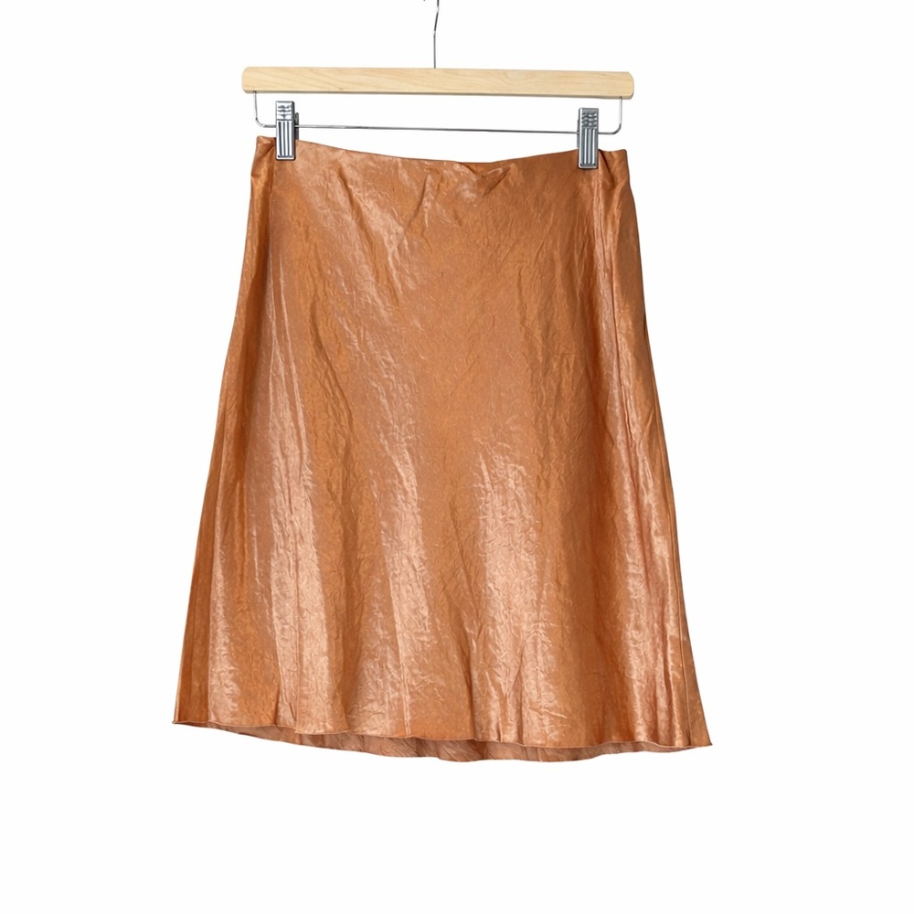 Vince Copper A-Line Satin Midi Skirt
